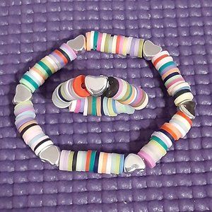 Silver Heart Finger Band & Wristband Set